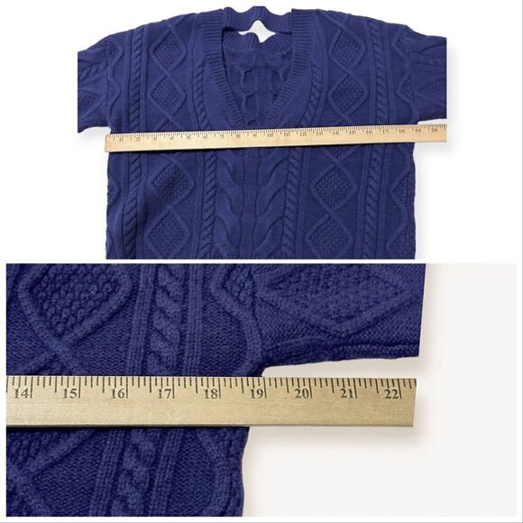 RtA Zane Reverse V-Neck Cable Knit Sweater,  Blue, Size S, New with tag - Picture 14 of 16